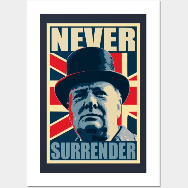 Winston Churchill Never Surrender Propaganda Poster Pop Art Wall Art by Nerd_art